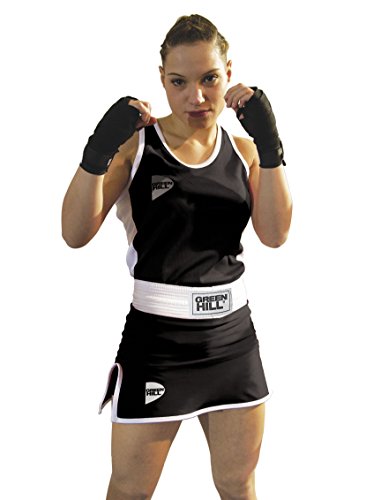 GREEN HILL Boxing PANTAGONNA DE Boxeo Donna Panta Falda para Mujer Uniforme Amateur Femenino Negro Rojo Azul (Negro, S)