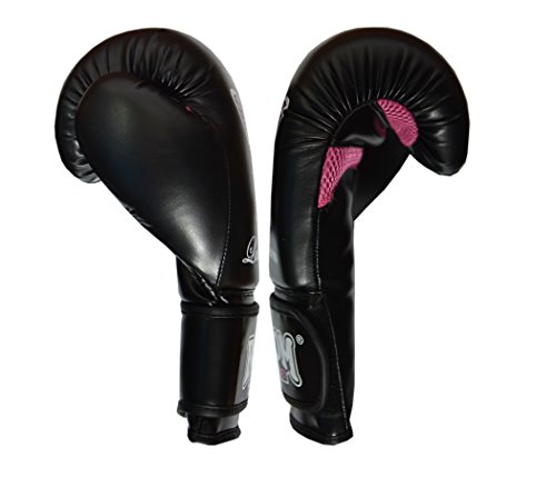 Guantes de boxeo, de cuero Rex 170 ml - 414 ml, para saco de boxeo, MMA, Muay Thai, artes marciales, pelea, Boom Prime, color negro, tamaño 6oz (for kids)