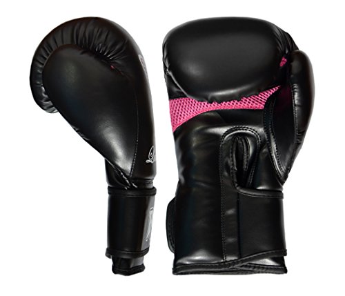 Guantes de boxeo, de cuero Rex 170 ml - 414 ml, para saco de boxeo, MMA, Muay Thai, artes marciales, pelea, Boom Prime, color negro, tamaño 6oz (for kids)