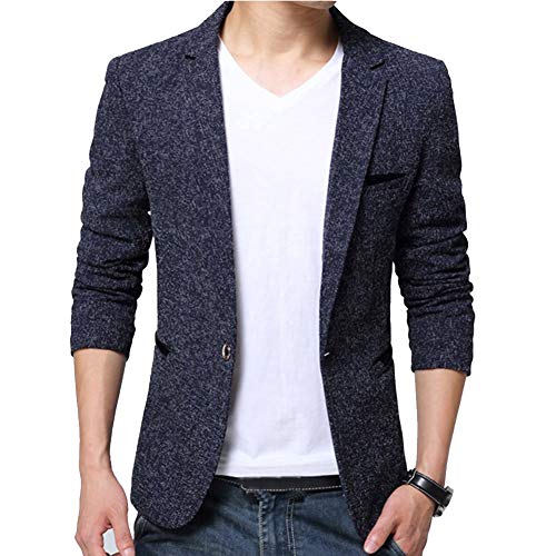 Guiran Hombres Chaquetas De Traje Y Americanas Informal Business Casual Blazer Slim Fit Azul 2XL