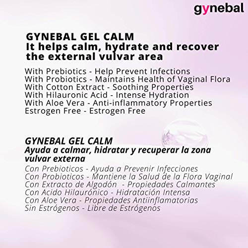 GYNEBAL CALM Gel Intimo Mujer Hidratante Vaginal Externo Prebiotico y Probiotico 2 x 50 ml CALMA MOLESTIAS INTIMAS COMO PICOR ARDOR SEQUEDAD ATROFIA producidas por cambios hormonales e infecciones