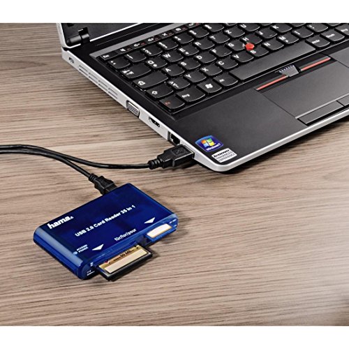 Hama - USB CardReaderWriter 35in1, USB 2.0/1.1, 20 MB/s, 480 Mbit/s, Azul, 97 x 57 x 17 mm, 65 g