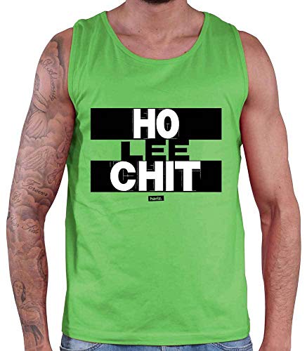 Hariz Ho Lee Chit - Camiseta de tirantes para hombre, diseño con texto en inglés "Ho Lee Chit", color blanco y negro Color verde. L