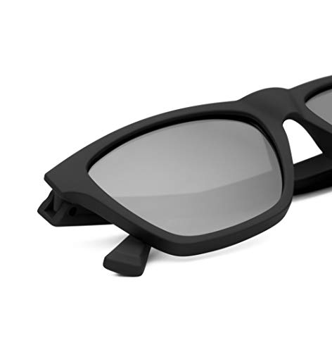 HAWKERS · Gafas de Sol ONE LS Carbon Black Chrome, para Hombre y Mujer, con montura negra con acabado engomado y lentes espejadas plateadas, Protección UV400