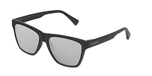 HAWKERS · Gafas de Sol ONE LS Carbon Black Chrome, para Hombre y Mujer, con montura negra con acabado engomado y lentes espejadas plateadas, Protección UV400