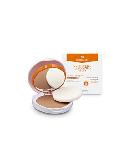 Heliocare Color Compacto Oil-Free SPF 50 - Fotoprotección Avanzada con Color, Antioxidante, Formato Compacto, Acabado Mate, para Pieles Mixtas o Grasas, Brown, 10gr