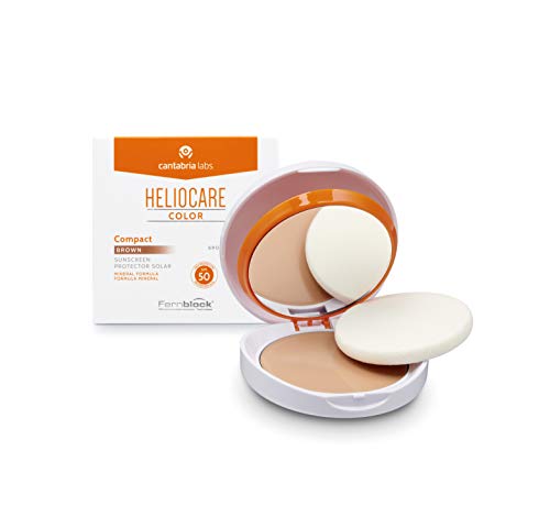 Heliocare Color Compacto SPF 50 - Fotoprotección Avanzada con Color, Filtros 100% Minerales de Alta Tolerancia, Formato Compacto, Todo Tipo de Piel, Brown, 10gr