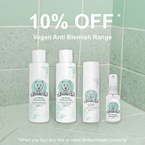 Hidratante antimanchas con aceite de árbol de té y ácido salicílico (BHA) de BeBarefaced – Vegano y orgánico para pieles grasosas o mixtas – Tratamiento suave para evitar el enrojecimiento y el acné