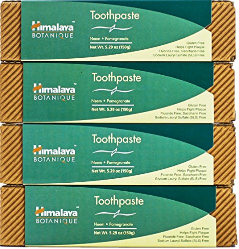 Himalaya Herbals Pasta de Dientes de Neem y Granada, Natural, Sin Fluoruro, Sacarina y SLS, Certificado Orgánico por Ecocert, 150g (4-Pack)