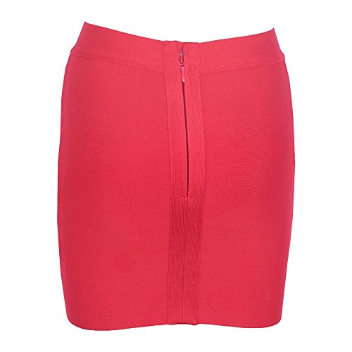 HLBandage Women Irregular Mini Bandage Skirt(M,Rojo)
