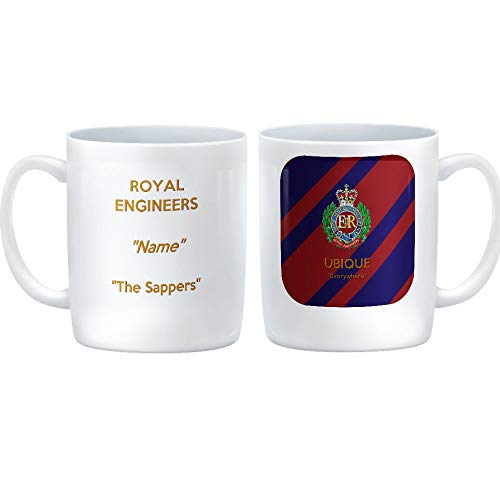 HQ Gift Ideas Royal Engineers The Sappers Taza de cerámica Personalizada Que Muestra una Imagen de la Insignia del Regimiento en un Corps Tie Design con el Lema Ubique – Everywhere