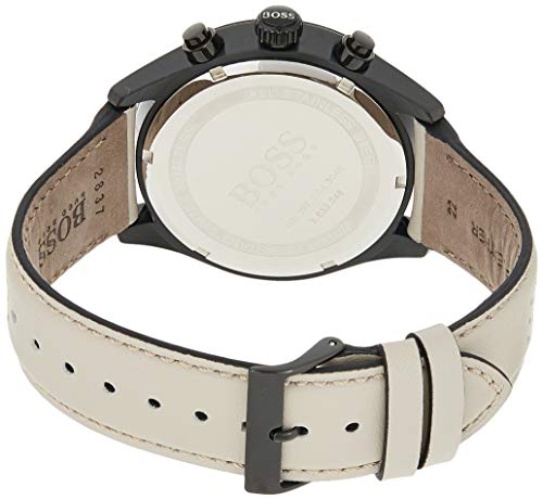 Hugo BOSS Reloj Cronógrafo para Hombre de Cuarzo con Correa en Cuero 1513562, Gris