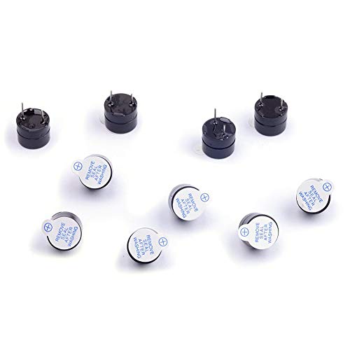 ICQUANZX 10Pcs 5V Active Buzzer Alarma electrónica Magnética Bip Continua Larga para Arduino (Paquete de 10)