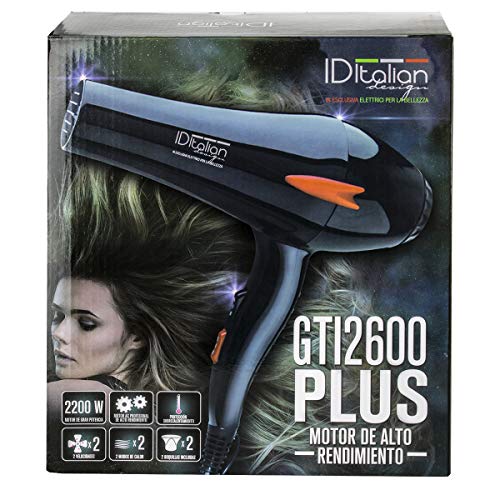 ID Italian Design | Secador de Pelo Profesional 3 Modos de Calor, 2 Velocidades de Color Negro - 2200W