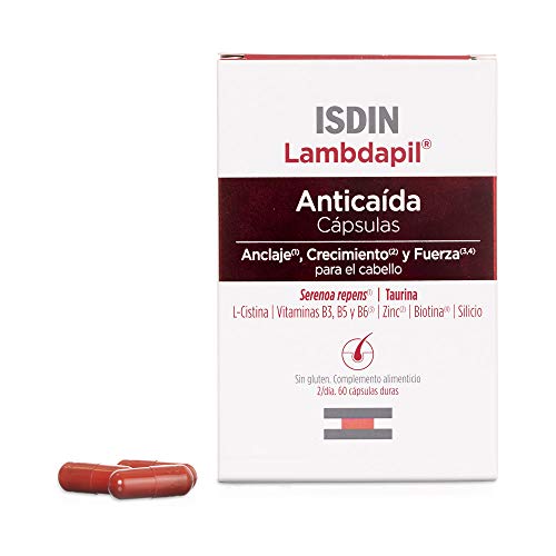 Isdin Lambdapil Cápsulas Anticaída del Cabello, Fortalece el Cabello y Ayuda a prevenir la Caída - 1 x 60 Cápsulas