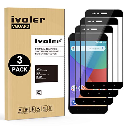 ivoler [3 Unidades] Protector de Pantalla para Xiaomi Mi A1, [Cobertura Completa] Cristal Vidrio Templado Premium, [Dureza 9H] [Anti-Arañazos] [Sin Burbujas]