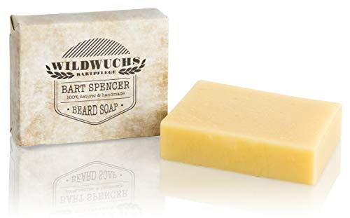 Jabón para barba BART SPENCER de Wildwuchs Bartpflege - Beard Soap unidades jabón para hombres 100% natural y vegano cosméticos naturales (1 x 90 g)