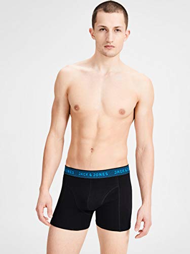 Jack & Jones Jacwaistband Trunks 3 Pack Noos Bóxer, Gris (Asphalt Detail:hawaian Ocean & Fiery Red), Small (Pack de 3) para Hombre