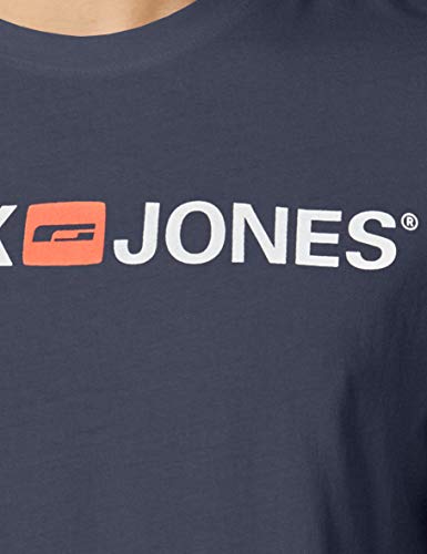 Jack & Jones Jjecorp Logo tee SS Crew Neck Noos Camiseta, Azul (Navy Blazer Detail: Slim Fit), Medium para Hombre