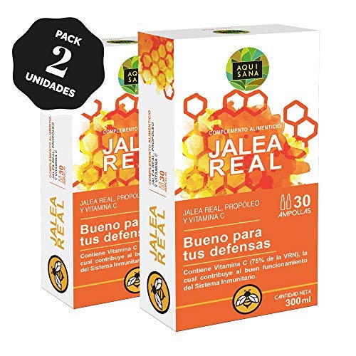 Jalea real con propóleo para mayor energía y vitalidad – Jalea con própolis y vitamina C – 60 ampollas (PACK 2 UND)