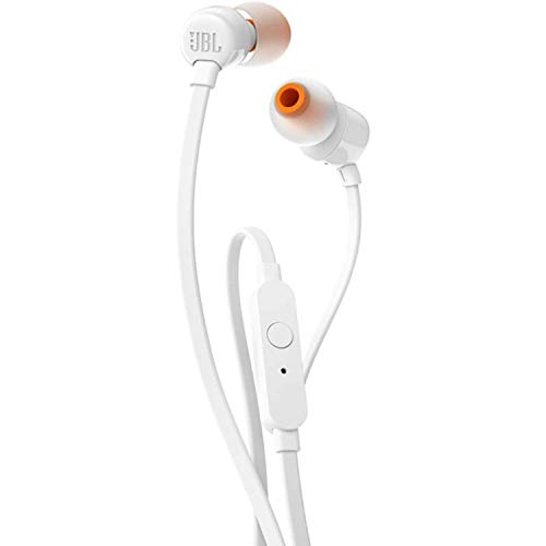 JBL Tune 110 - Auriculares intraaurales con micrófono, blanco