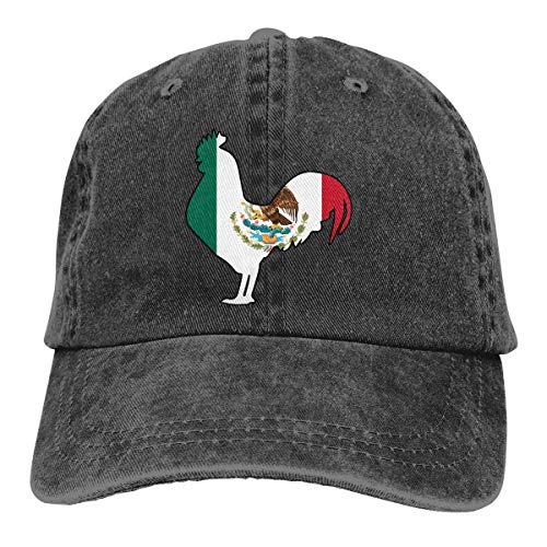 Jhonangel Bandera de México Gallo Hombre Algodón Ajustable Jeans Gorra Sombrero Gorra de Béisbol