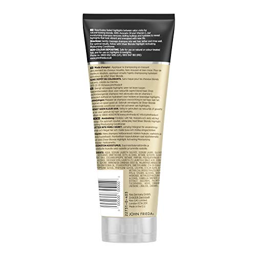 John Frieda Champú Activador Reflejos 250ml | Aclarador Pelo | Pelo Rubio | Reflejos y Mechas Rubias | Solido