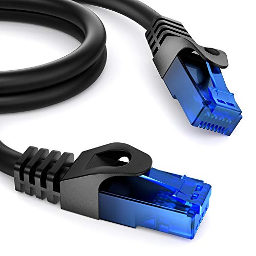 KabelDirekt - 15m - Cable de Red, Cable Ethernet y LAN - (transmite hasta 1 Gigabit por Segundo y es Adecuado para switches, routers, módems con Entrada RJ45, Negro-Azul)