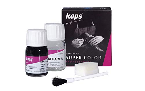 Kaps Tinte con Imprimación para Zapatos y Bolsos Textiles Y de Cuero Natural Y Sintético, Super Color And Preparer, 70 Colores (123 - violeta)