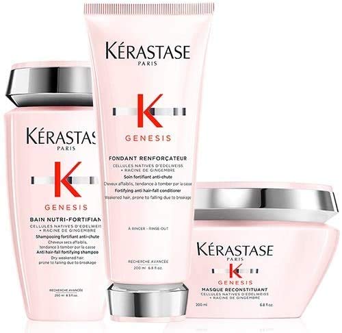 Kérastase Genesis Bain Nutri-Fortifiant 250 ml, Genesis Fondant Renforcateur 200 ml y Masque Reconstituant 200 ml Pack