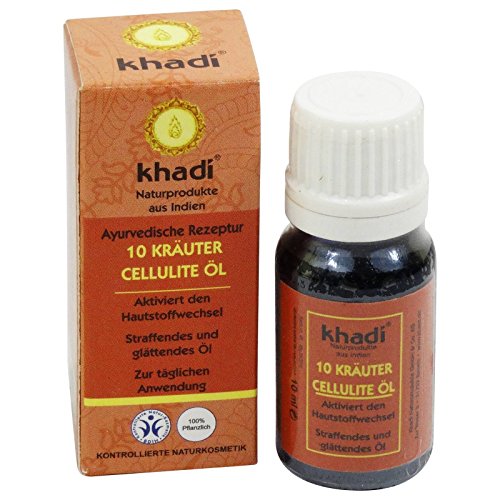 KHADI Aceite Anticelulítico 10 ml - Fórmula quemadora de grasa - Ayuda a combatir la celulitis - No daña la piel - Suaviza e hidrata la piel