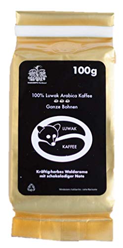 Kopi Luwak - Granos de café - El café más raro del mundo - Perfecto como regalo de cumpleaños! (100 GR - grano tostado)