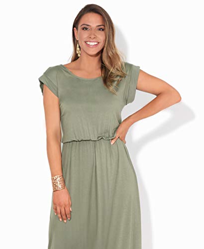 KRISP Vestido Mujer Tallas Grandes Largo Casual Ibicenco De Día Ropa Hippie Online Ofertas, (Caqui (3269), 48 EU (20 UK)), 3269-KHA-20