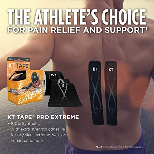 KT TAPE Pro 20 - Cinta de kinesiología precortada, Color Negro