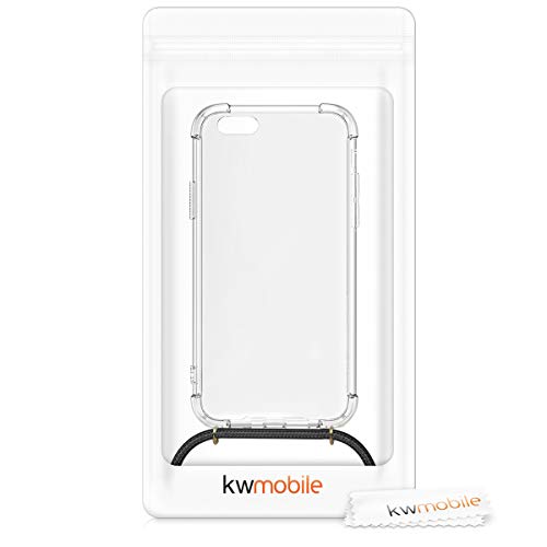 kwmobile Funda con Cuerda Compatible con Apple iPhone 6 / 6S - Carcasa Transparente de TPU con Cuerda para Colgar en el Cuello