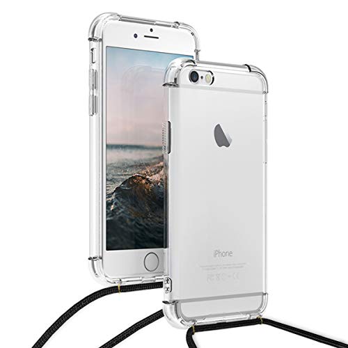 kwmobile Funda con Cuerda Compatible con Apple iPhone 6 / 6S - Carcasa Transparente de TPU con Cuerda para Colgar en el Cuello