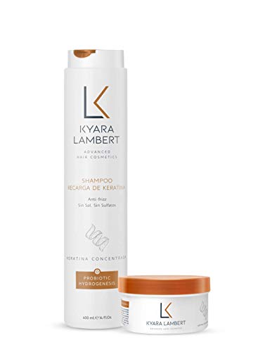 Kyara Lambert - Pack Keratina | Tratamiento nutritivo para cabellos lisos y anti-frizz | Shampoo y Mascarilla Recarga de Keratina 400ml 280ml | Post Tratamiento Queratina