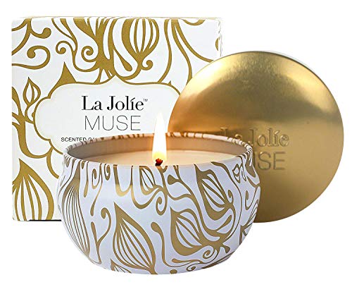 La Jolíe Muse Velas perfumadas de Coco y Vainilla 100% Soja Aromaterapia Lata de Viaje de 45 Horas