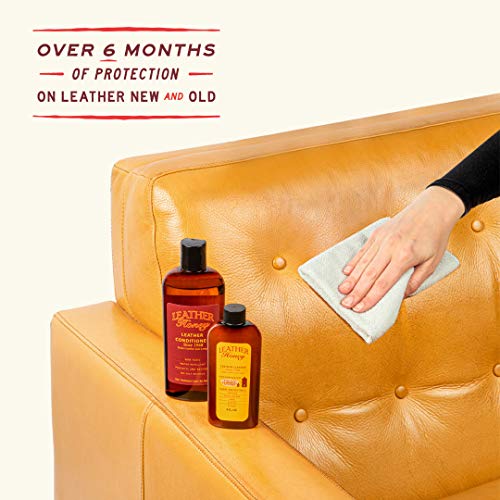 Leather Honey - Acondicionador para cuero, el mejor acondicionador de cuero desde 1968, botella de 0,24 litros. Para uso en ropa de cuero, muebles, interiores de automóviles, zapatos, bolsos y accesorios. Fabricado en los Estados Unidos