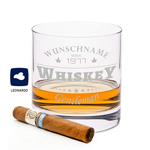 'Leonardo Whisky cristal "Gentleman Whisky 2.0 con grabado de nombres & nacimiento Año – Original Regalo de cumpleaños Hombres – Regalo para whisky de fans & Mejor Amigo