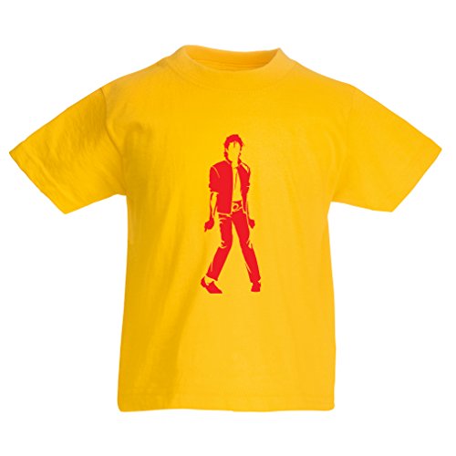 lepni.me Camiseta para Niño/Niña Me Encanta M J - Rey del Pop, 80s, 90s Músicamente Camisa, Ropa de Fiesta (5-6 Years Amarillo Rojo)