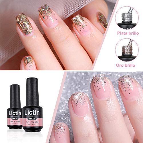 Lictin kit Uñas de Gel-10 Colores Kit Poly Gel para Uñas con 36w LED Lámpara, 8ML Esmalte Semipermanente Gel Uñas con Capa Base Capa Superior, Removedor de Uñas, Herramientas de Manicura