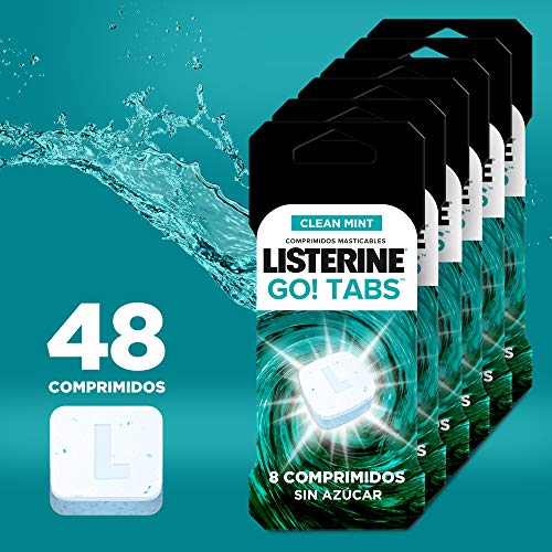 Listerine Go Tabs - 48 comprimidos masticables sin azúcar, siente tu boca limpia y fresca