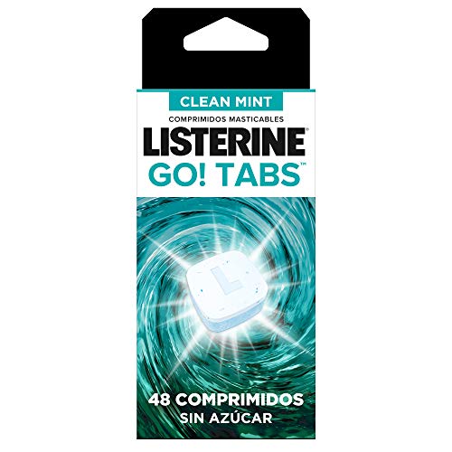 Listerine Go Tabs - 48 comprimidos masticables sin azúcar, siente tu boca limpia y fresca