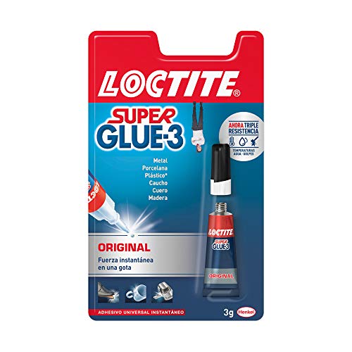 Loctite Super Glue-3 Original, pegamento universal con triple resistencia, adhesivo transparente, pegamento instantáneo y fuerza instantánea, 1x3 g