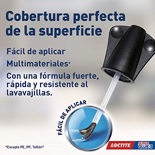 Loctite Super Glue-3 Pincel, pegamento transparente con pincel aplicador, adhesivo universal de triple resistencia, con fuerza instantánea y de fácil uso, 1x5 g