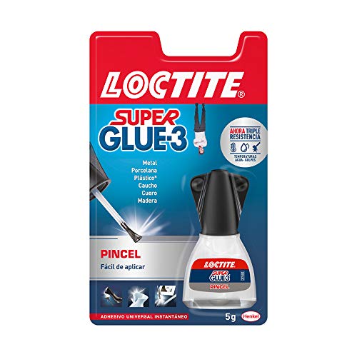 Loctite Super Glue-3 Pincel, pegamento transparente con pincel aplicador, adhesivo universal de triple resistencia, con fuerza instantánea y de fácil uso, 1x5 g