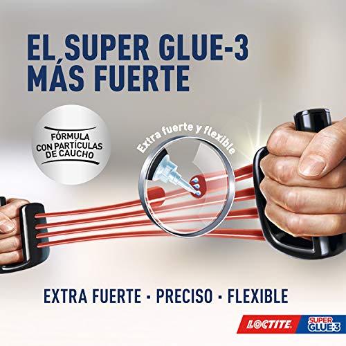 Loctite Super Glue-3 Power Flex Mini Trio, gel adhesivo flexible y resistente, pegamento instantáneo para superficies verticales, pegamento transparente extrafuerte, 3x1g