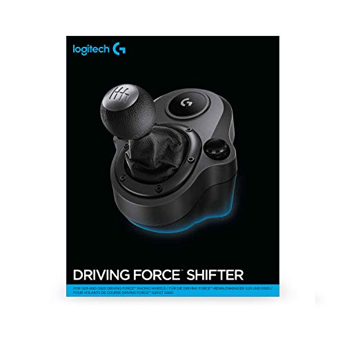 Logitech G Driving Force Palanca de Cambio para Volantes de Carreras G29 y G920, 6 Velocidades, Marcha Atrás a Presion, Acero y Cuero, PS4/Xbox One/PC/Mac, Negro