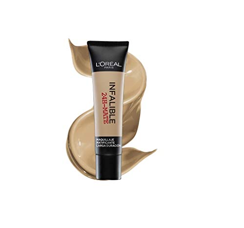 L'Oréal Paris 24H Mate, Base Maquillaje Matificante Larga Duración Tono de Piel Medio 20 Sable - 35 ml